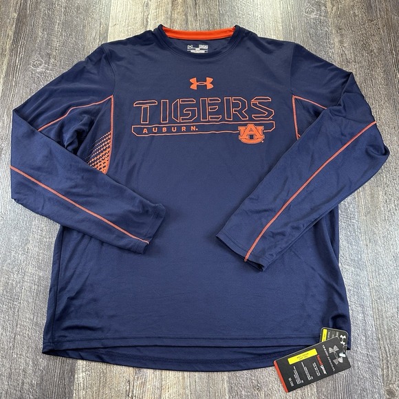 NWT Under Armour Auburn‎ Tigers Long Sleeve Heat Gear Loose Fit Pullover Men's M - Picture 1 of 16